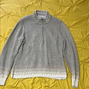 Woolrich-M- Women’s relaxed fit wool blend quarter zip ombré with Nordic Hem.